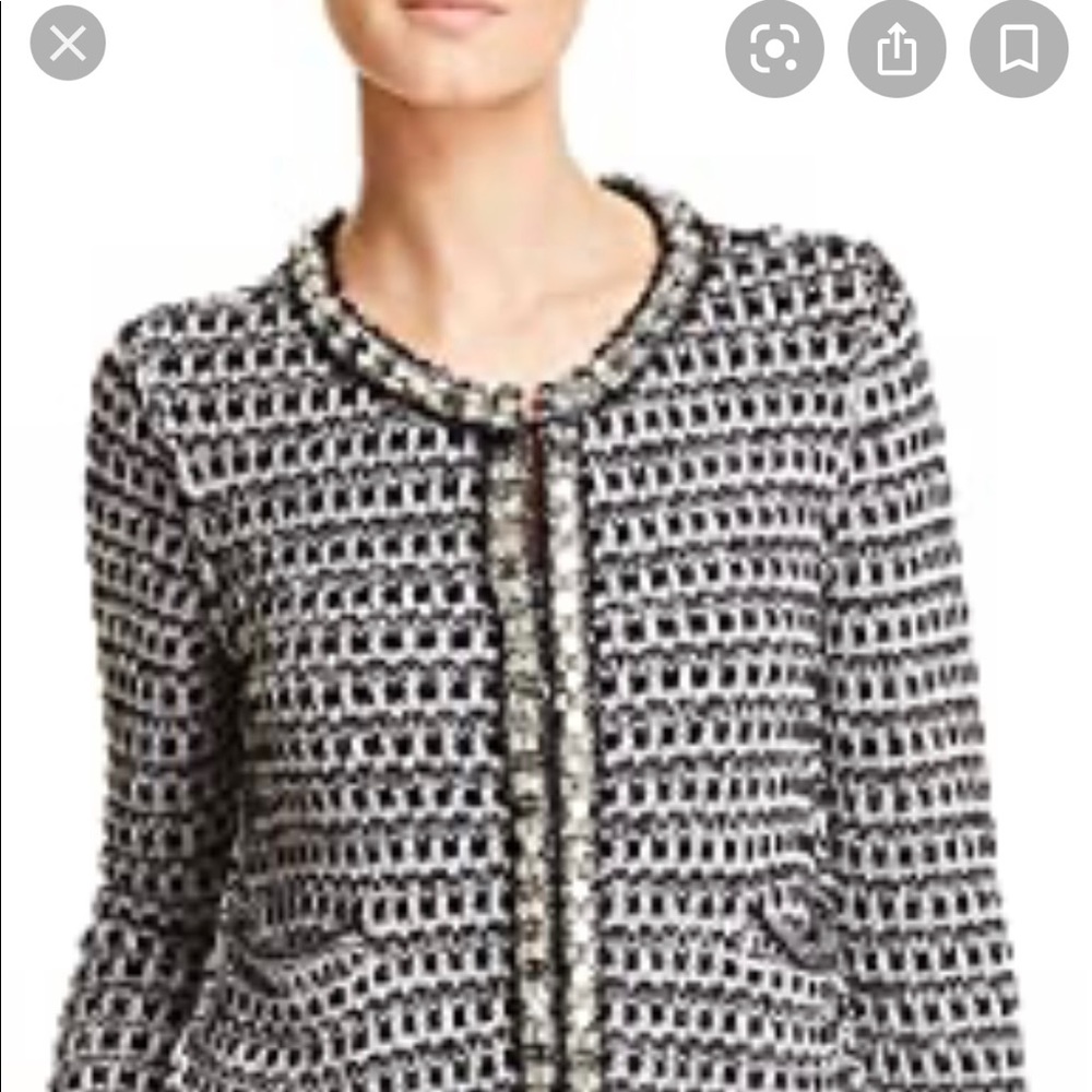 Tory Burch Silver Tweed Jacket Black White Small and  XL Available